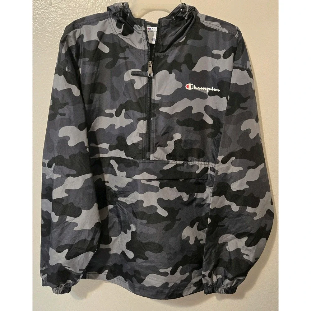 Champion Men's Packable Quarter-Zip Hood Windbreaker Stadium Jacket Size L NWOT